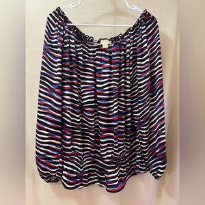 ⚫️ BOGO Michael Kors Striped Off-Shoulder Long Sleeve Women's Top Size Large